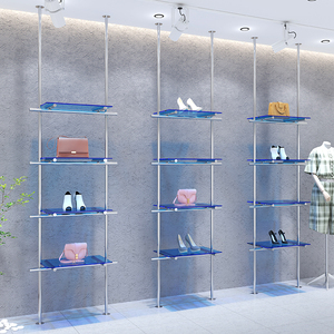 服装鞋店鞋架展示架上墙立柱不锈钢直播间亚克力陈列包包置物货架