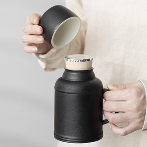 粗陶简约保温瓶泡茶杯小暖壶带盖家用复古闷茶壶马克杯即可定制