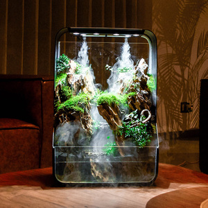 缸鱼缸生态微植物景观水陆虾桌面客厅造景缸小型热带雨林套餐草缸