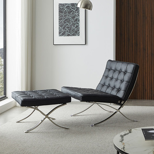 意式巴塞罗那椅真皮休闲椅现代简约客厅沙发凳设计师单人沙发椅