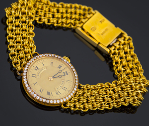 1990年代瑞士 breguet宝玑18k黄金钻石女士腕表机械手表奢华复古