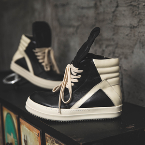 ro倒三角高帮鞋男鞋真皮厚底系带大码板鞋欧美风短靴女潮牌秋冬款