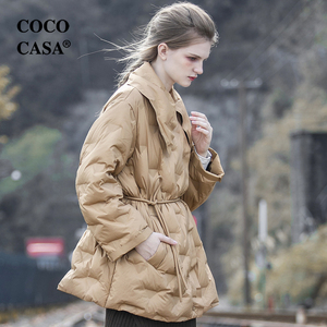cococasa设计感翻领超轻羽绒服女中款2022冬新零鹅绒大牌鸭绒外套