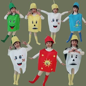 幼儿园牙细菌大战演出服 亲子牙细菌大作战衣服 儿童牙齿牙刷衣服