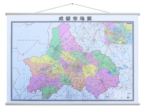 2021年印刷成都市地图覆膜挂图 成都市行政区划地图含第二 三绕城
