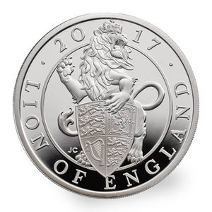 现货 英国 女王神兽首枚 英格兰狮子 1盎司精致银币 盒装带证