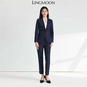 LINGMOON绫月职业西装套装女面试正装职场工作服宽松大码女士西服