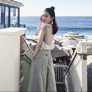 海边旅游衣服女露背性感两件套高冷御姐风女神范显瘦轻熟洋气套装