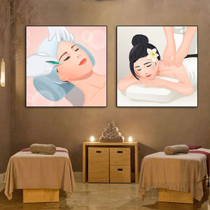 美容院墙面装饰画spa会所养生皮肤管理挂画微整形美白抗衰壁画