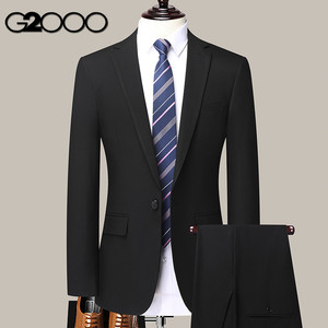 G2000男装纯色西服套装男一粒扣职业正装修身商务西装单扣两件套