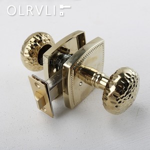 olrvli金色手工锤纹纯铜球型门锁卫生间隔断门卫浴门锁北欧黄铜锁