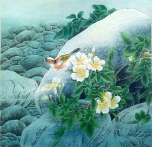 纯手绘国画工笔画四尺斗方花鸟画客厅装饰画精品名家真迹字画直播