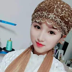 回族头巾新款女士春夏新疆绣花绑巾美人纱帽巾网纱方便头纱盖头围