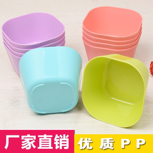 幼儿园塑料碗彩色四方碗汤碗 快餐米饭碗小碗儿童碗糖果色玩具碗