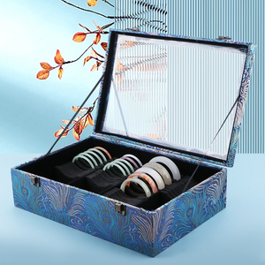 手镯收纳盒高档精致大容量复古透明玻璃盖翡翠玉镯子专用首饰箱子