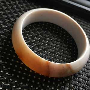 福来珠宝 亿万年缅甸种水料白底树化玉手镯木化石手镯硅化木手镯