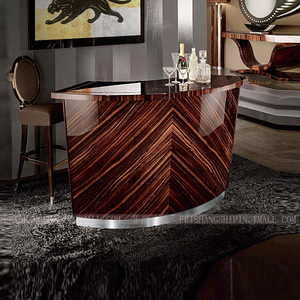 黑檀色吧台 半圆型酒吧桌 港式洽谈桌 轻奢早餐桌 烤漆小吧桌