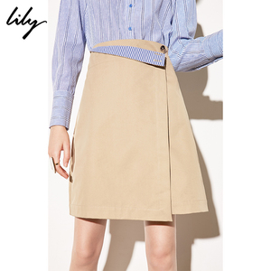 【年货价】Lily2019春新款女装商务撞色条纹不对称通勤A