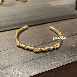 日本代购 chrome hearts 克罗心 经典22k黄金雕花开口手镯