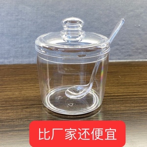 饭店专用辣椒罐商用餐厅调味罐塑料带勺子调味盒亚克力味精盐糖缸