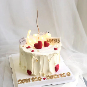 楠楠花艺工作室淘宝心形生日蛋糕一周年情侣简约纪念日沈阳大连鞍山