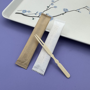 一次性竹水果签叉子甜品月饼糕点寿司商用楠竹纸袋独立包装果切叉