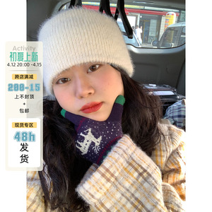 nini自制保暖围脖冬季脖套女韩国宽边头饰发箍复古针织发带