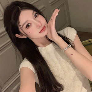 早安樊樊白色小飞袖针织背心女早春薄款修身显瘦毛衣内搭洋气上衣