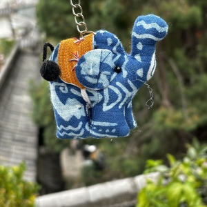 扎染手工布艺小象钥匙扣泰国象民族风个性挂件创意纪念品工艺礼品