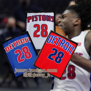 活塞队斯图尔特28号球衣 stewart75周年热压城市版篮球服短裤套装