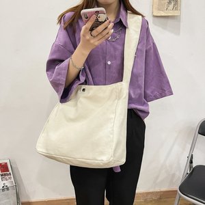 帆布包女ins文艺休闲牛仔布斜挎包大容量懒散风百搭布兜子单肩包