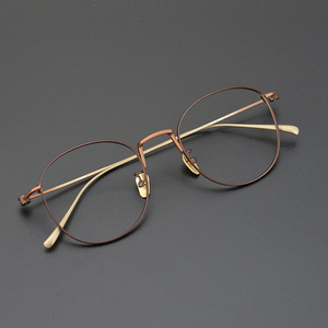 超轻7.5克 咖啡色 韩国设计师眼镜框近视纯钛眼镜架男女款 显小脸