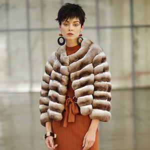 lolo皮草 vt601 稀有美洲青紫蓝栗鼠横纹经典皮草短外套女