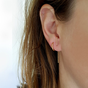 耳钉耳链女两戴简约时尚14k包金不褪色925纯银不过敏养耳洞耳饰