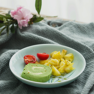 青釉瓷餐具绘釉下五彩果盘高温餐具菜盘餐盘西餐水果点心盘牛排盘