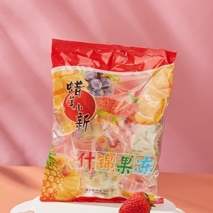 蜡笔小新1kg什锦果冻50杯袋装果冻苹果草莓味儿童零食f