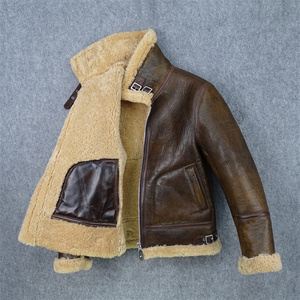 一件=两件头层绵羊皮皮毛一体贴合复古做旧山羊皮真皮皮衣男保暖