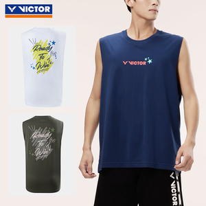 正品victor羽毛球服男女无袖威克多夏季薄款透气宽松速干短袖T恤