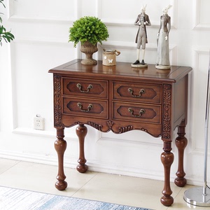 美式乡村复古四斗柜欧式卧室实木小斗橱抽屉边柜玄关柜储物柜柜子