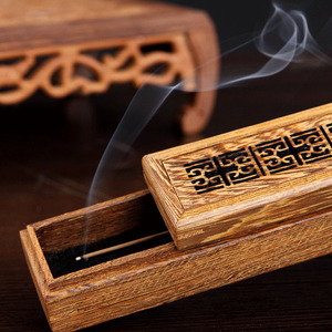 实木香盒木质卧香炉家用鸡翅木檀香炉室内点香盒熏香线香盒卧香盒