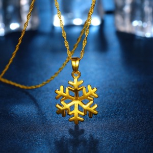 老凤祥饰3d硬金雪花吊坠 黄金小吊坠女999足金锁骨项链情人节礼物