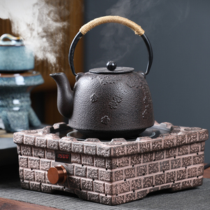 电陶炉茶炉煮茶铁壶电磁陶瓷光波电热高档静音茶座方型宫廷风紫砂