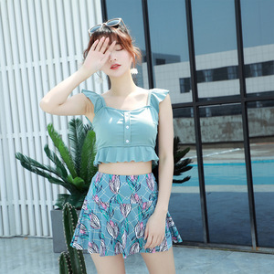 游泳衣女夏学生保守韩国ins显瘦遮肚分体裙式仙女范可爱日系泳装
