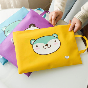 韩国卡通萌小熊A4文件袋 学生女士可爱帆布试卷收纳袋带提手 包邮