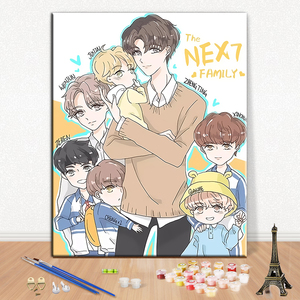 diy手绘数字油画明星乐华七子朱正廷黄明昊填色客厅卧室装饰画