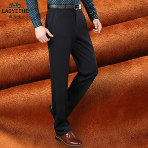 老爷车爸爸裤子中年男士休闲裤西裤中老年宽松男裤秋冬季加绒加厚