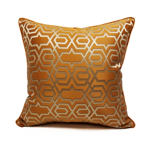 现代简约时尚灰蓝橘色几何抱枕沙发腰枕提花色织绒布45*45cm靠垫
