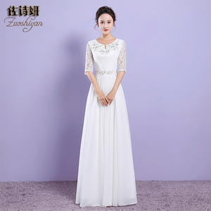 合唱指挥礼服女白色