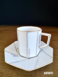 日本制givenchy纪梵希八角描金咖啡杯茶杯碟下午茶餐具时尚复古