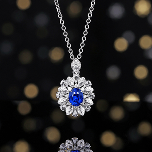 中坦匠语【彩宝潮流款式】2.13克拉皇家蓝蓝宝石18k镶名表钻吊坠